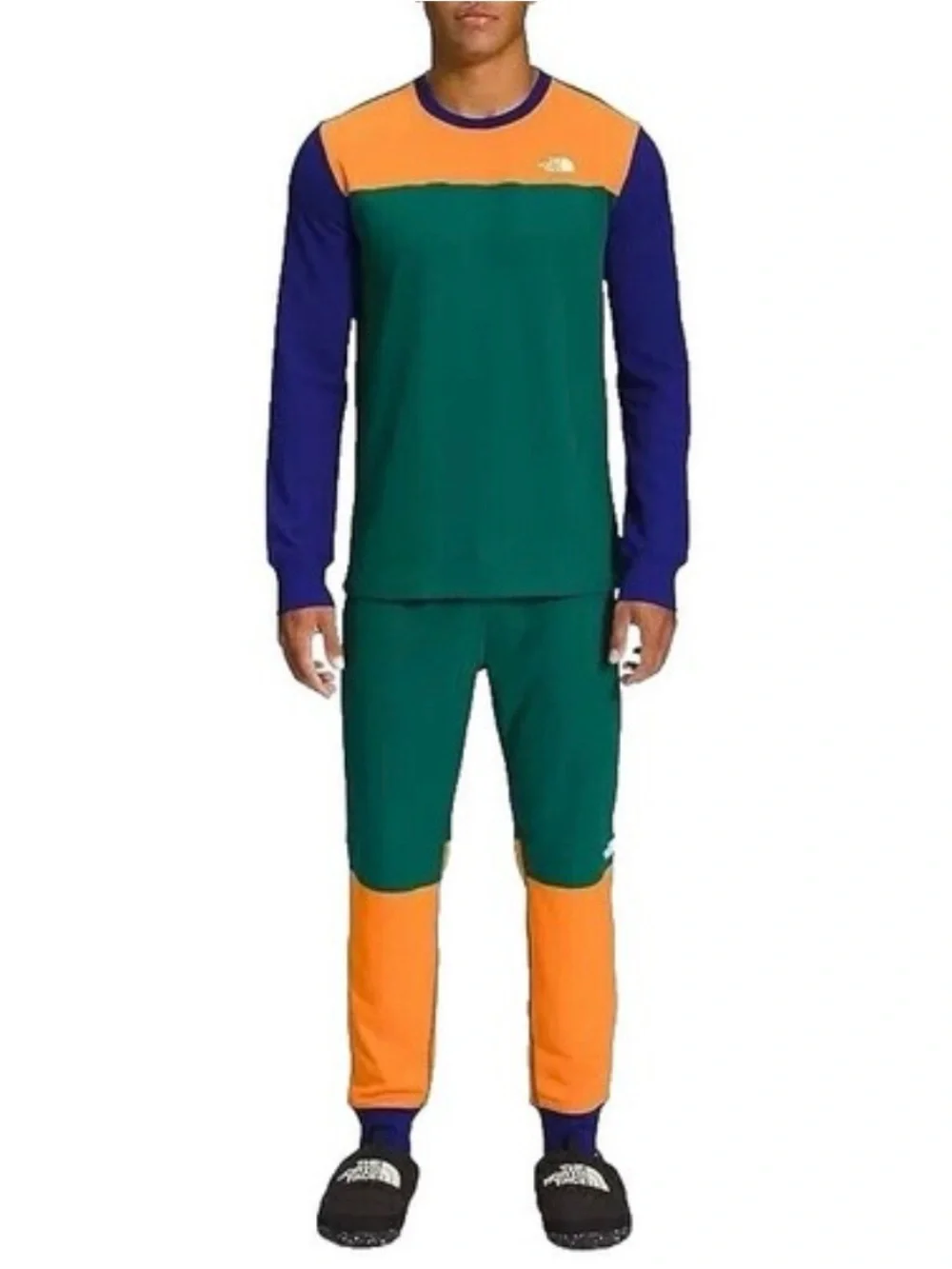 The North Face Men’s Waffle Baselayer Set Green Orange Blue Size M Top & Pants
